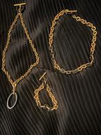 Monet Sieradenset - 2x Ketting & Armband, Sieraden, Tassen en Uiterlijk, Kettingen, Ophalen of Verzenden, Zo goed als nieuw, Goud