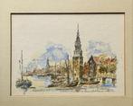 Waterverfschilderijtje Montelbaanstoren Amsterdam, Ophalen of Verzenden