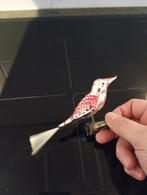 Antieke glazen kerstbal vogel op klem roze, Diversen, Kerst, Ophalen