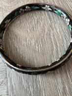 Vintage Cloisonné Armband met Bloemen, Sieraden, Tassen en Uiterlijk, Armbanden, Overige materialen, Gebruikt, Verzenden, Zwart