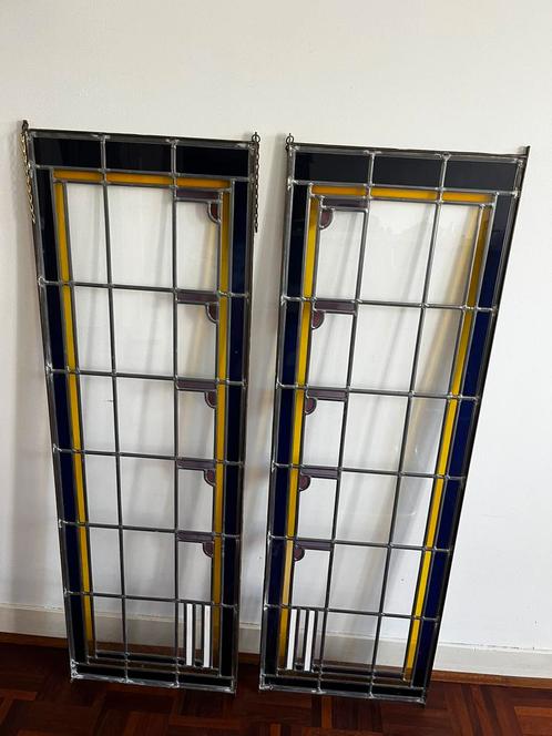 Glas in lood raam 2x 120 bij 39 cm ramen, Doe-het-zelf en Verbouw, Glas en Ramen, Zo goed als nieuw, Overige typen, 120 tot 160 cm
