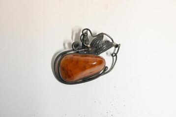 broche barnsteen amber 925 zilver beschikbaar voor biedingen