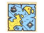 Lego Pirates Tile 3x 2x2 with Groove with Map Blue Water, Ye, Ophalen of Verzenden, Nieuw, Losse stenen, Lego
