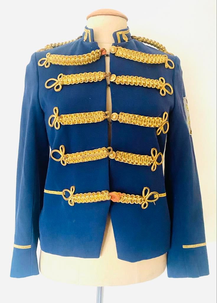 Vintage Hussaren Jasje met Goud Passement (36), Blauw, Ophalen of Verzenden, Jasje, Maat 36 (S)