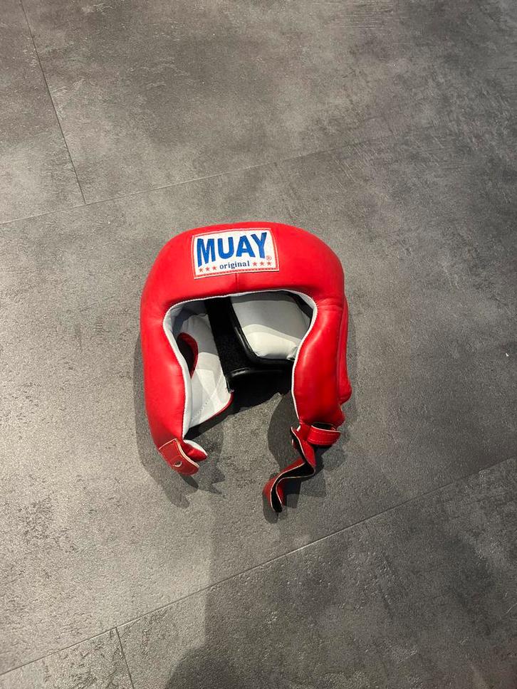 Kickboks/Boks Hoofdkap Leer - Maat S (Kids), Sport en Fitness, Vechtsporten en Zelfverdediging, Zo goed als nieuw, Overige, Vechtsportbescherming