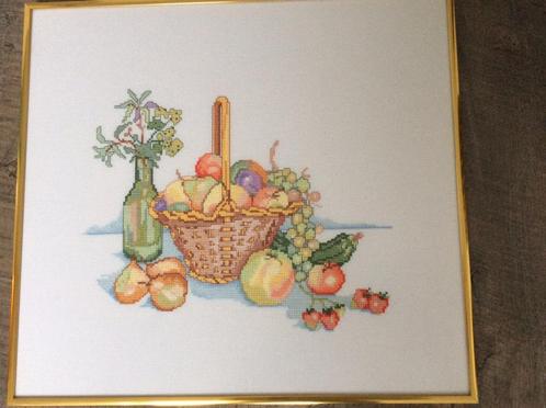 Geborduurd schilderij met fruit, Huis en Inrichting, Woonaccessoires | Schilderijen, Tekeningen en Foto's, Zo goed als nieuw, Schilderij