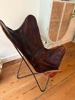 Lederen Vlinderstoel, Huis en Inrichting, Fauteuils, Ophalen, Zo goed als nieuw, Leer, 75 tot 100 cm