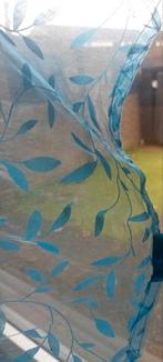 Voile vitrage gordijnen met lussen, helder blauw, 100 tot 150 cm, Ophalen of Verzenden, Zo goed als nieuw, 200 cm of meer