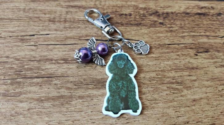 Tas/Sleutelhanger Poedel Poodle zwart met beschermengeltje, Dieren en Toebehoren, Honden-accessoires, Nieuw, Verzenden