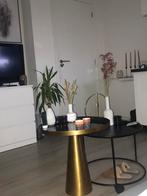Side table - salontafel - flessengroen en goud, Ophalen, Zo goed als nieuw, Rond, Minder dan 50 cm