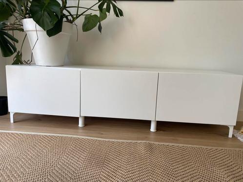 TV-meubel IKEA Besta, wit 3 deuren (incl poten en planken), Huis en Inrichting, Kasten | Televisiemeubels, Gebruikt, Minder dan 100 cm