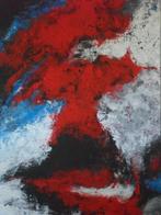 Abstract schilderij, 80x60 cm. Rood/wit/blauw. Uit eigen ate, Nieuw, Schilderij, Ophalen of Verzenden, 50 tot 75 cm