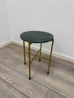 Bijzet tafeltje met groen marmeren blad, Minder dan 55 cm, Rond, Hout, Ophalen