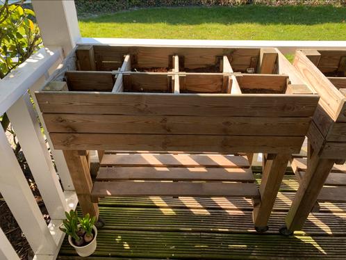 Verhoogde Moestuinbak van Geimpregneerd Hout op Wielen 90 hg, Tuin en Terras, Kweekspullen, Zo goed als nieuw, Ophalen