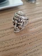 Zilveren ring met hoofd, maat 19., Ophalen of Verzenden, Zilver, Ring