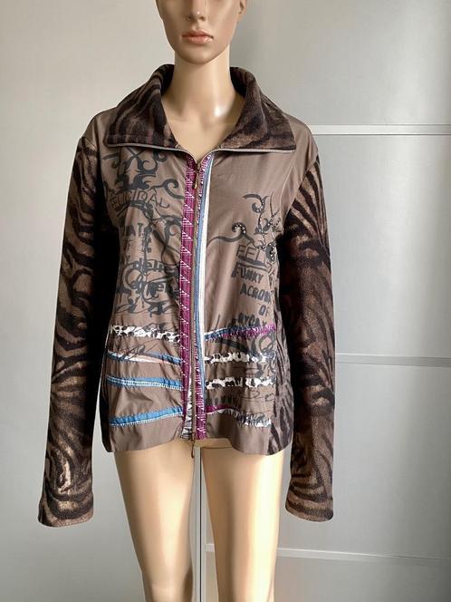J68 OUI maat 46=XL jasje jack fleece-vest bruin tussenjas, Kleding | Dames, Jasjes, Kostuums en Pakken, Zo goed als nieuw, Jasje