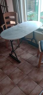 brocante marmeren bistro tafel, Ophalen, Gebruikt, 50 tot 100 cm, Rond