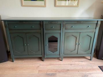  Vintage blauw/groen dressoir met veel opbergruimte. beschikbaar voor biedingen