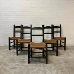 Vintage handbeschilderde Hindeloopen stoelen, Ophalen of Verzenden, Gebruikt, Bruin, Vijf, Zes of meer stoelen