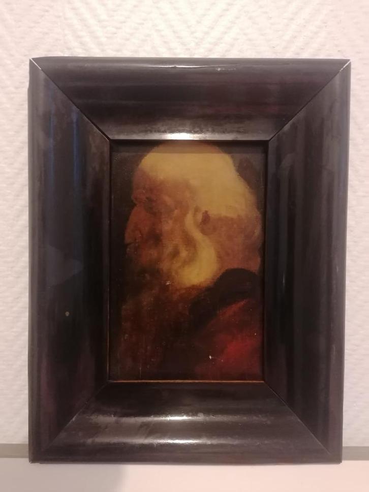 Olieverf op paneel - Oudeman in profiel, Antiek en Kunst, Kunst | Schilderijen | Klassiek, Ophalen