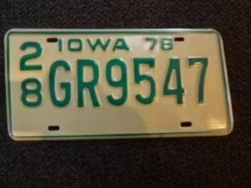 Kentekenplaat licenseplate Iowa 1978 USA beschikbaar voor biedingen