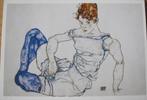Egon Schiele - zittende vrouw met violette kousen - 1917, Verzenden, 1980 tot heden, Ongelopen, Overige thema's