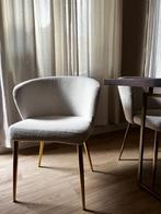 Eetkamer stoelen | boucle | wit/goud | set van 4, Huis en Inrichting, Ophalen, Gebruikt, Wit, Vier