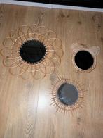3 rotan spiegels, Ophalen, Minder dan 50 cm, Rond, Zo goed als nieuw