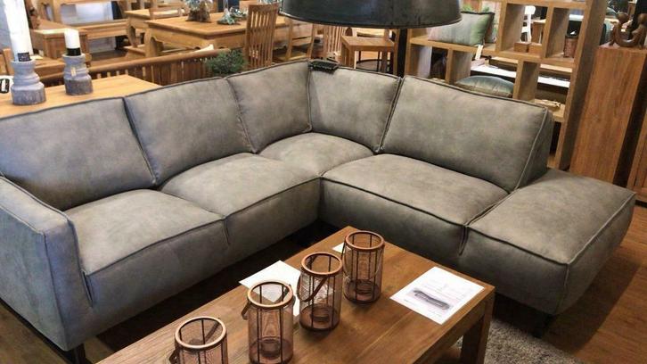 Bankstel bijv. 2 zits en longchair + zwart metaal onderstel, Huis en Inrichting, Banken | Bankstellen, Nieuw, Metaal, Stof, Ophalen of Verzenden