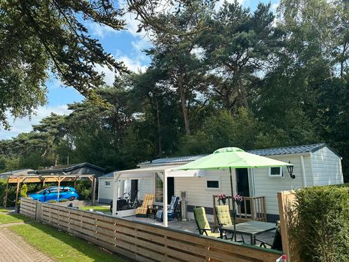 Kunststof chalet met schuur compleet veluwe/gelderland, Caravans en Kamperen, Stacaravans, tot en met 5, Ophalen