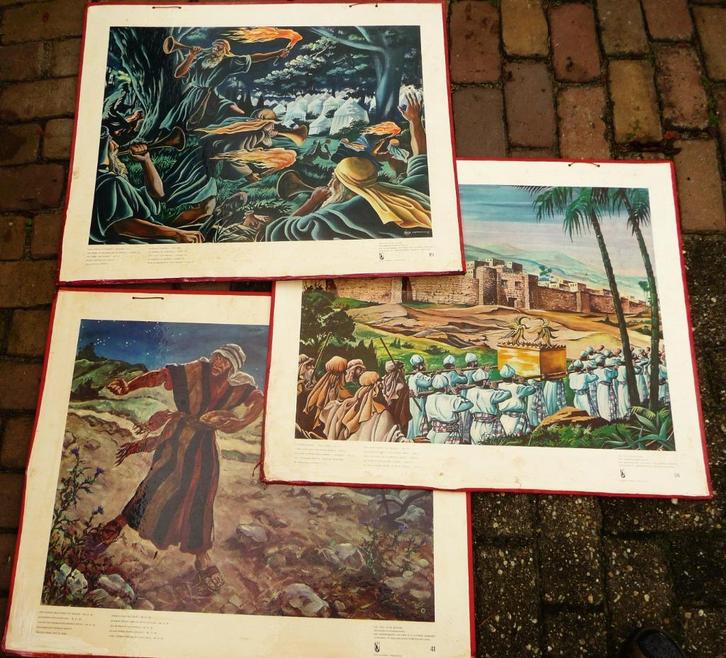 3 oude schoolplaten bijbelplaten samen 10 euro, Antiek en Kunst, Antiek | Schoolplaten, Geschiedenis, Ophalen of Verzenden