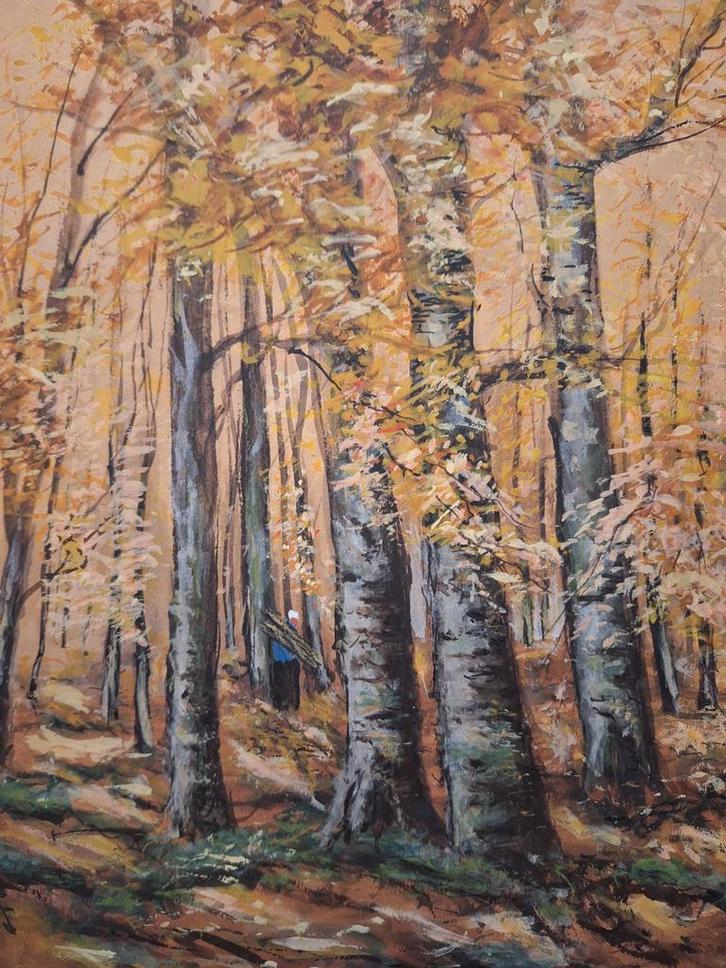 Aquarel Boslandschap door Willem Mauve, Antiek en Kunst, Kunst | Schilderijen | Klassiek, Ophalen of Verzenden