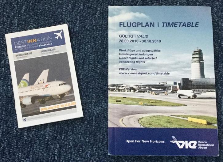 Timetable en/of dienstregeling Innsbruck, Wenen zomer 2010, Verzamelen, Luchtvaart en Vliegtuigspotten, Zo goed als nieuw, Boek of Tijdschrift
