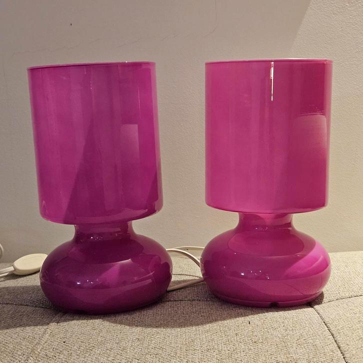 Ikea Lykta Roze Lampen - Set van 2, Huis en Inrichting, Lampen | Tafellampen, Zo goed als nieuw, Minder dan 50 cm, Glas, Ophalen of Verzenden