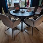 Robuuste zwarte eettafel - 110cm diameter, Huis en Inrichting, Tafels | Eettafels, Ophalen of Verzenden