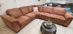 ‼️ cognac bruine hoekbank ecoleder ‼️, Ophalen, Gebruikt, Vierpersoons of meer