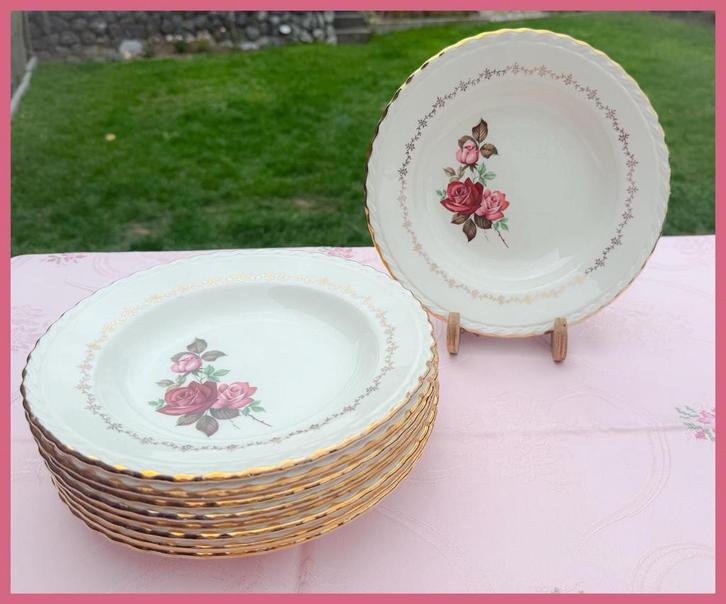 Brocante Franse diepe borden soepbord L’amandinoise, Antiek en Kunst, Antiek | Servies los, Ophalen of Verzenden