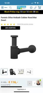 Hotbath cobber p034 mat zwart fontein sifon, Doe-het-zelf en Verbouw, Sanitair, Ophalen of Verzenden