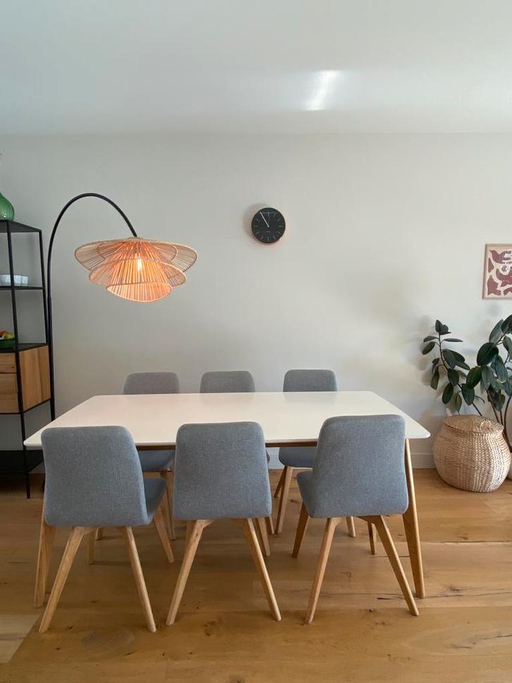 Eettafel en eetstoelen 6 tot 8 persoons, Huis en Inrichting, Tafels | Eettafels, Zo goed als nieuw, 50 tot 100 cm, 150 tot 200 cm