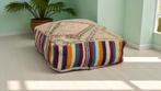 Vintage berber poef, wit, roze, groene poefs, Ophalen of Verzenden, Zo goed als nieuw, 50 tot 75 cm, Vierkant