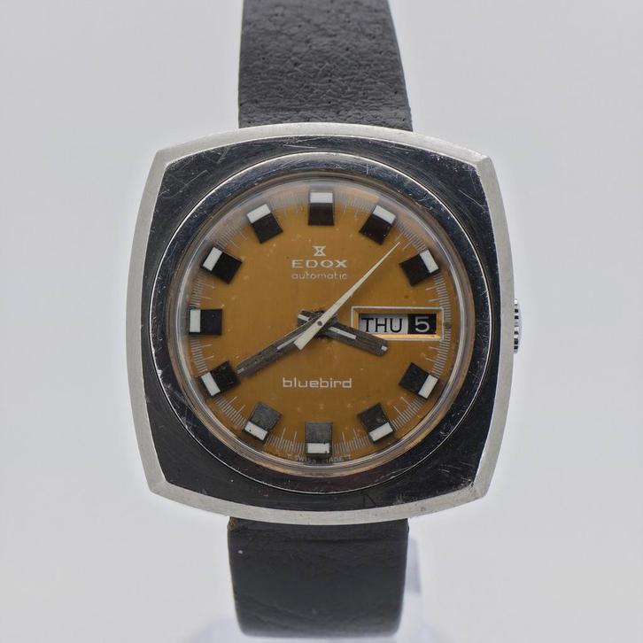Edox Bluebird Automaat Vintage Horloge full service, Sieraden, Tassen en Uiterlijk, Horloges | Heren, Gebruikt, Polshorloge, Overige merken