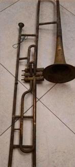 Oude,Antieke ventieltrombone , Lier van Engelen jaar1910, Muziek en Instrumenten, Blaasinstrumenten | Trombones, Gebruikt, Ophalen of Verzenden