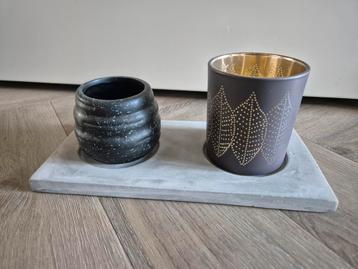 Decoratie mini plantje en kaarsje beschikbaar voor biedingen