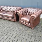 Chesterfield Springvale bankstel bruin gevlamd + BEZORGING, Huis en Inrichting, Banken | Bankstellen, Chesterfield, Gebruikt, Leer