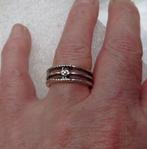 Zilverkleurige ring 3 randjes open achterkant, Zo goed als nieuw, 17 tot 18, Dame, Zilver