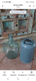 Groene windlicht & groene fles(vaas), Huis en Inrichting, Woonaccessoires | Vazen, Ophalen of Verzenden, Minder dan 50 cm, Groen