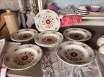 Franse borden van Badonviller in rood/groen, Antiek en Kunst, Antiek | Servies los, Ophalen of Verzenden