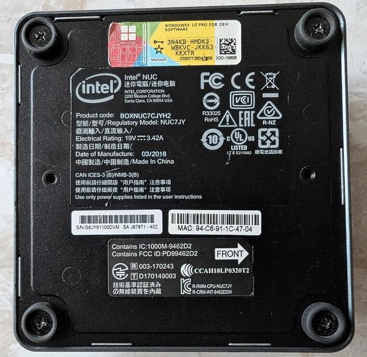 Intel NUC7CJYH2 - 8GB RAM, 240GB SSD, Computers en Software, Desktop Pc's, Gebruikt, Onbekend, SSD, 8 GB, Ophalen of Verzenden