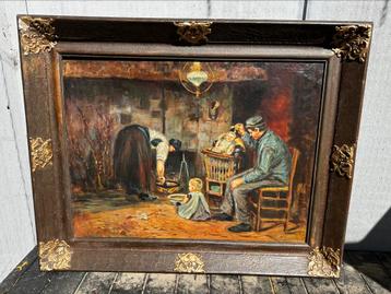 Antiek schilderij j. Visser in lijst beschikbaar voor biedingen