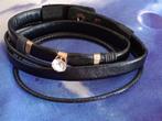 Zwarte Wikkel Armband (met steentje en drukknoopjes), Met edelsteen, Verzenden, Zwart, Nieuw